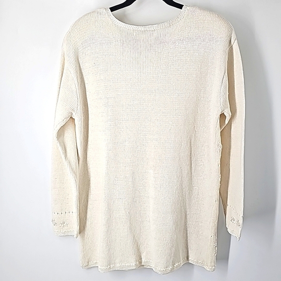 Epogee Stunning Sweater w Delicate Embroidery & Beaded Pearls Vintage Quality - Picture 8 of 9